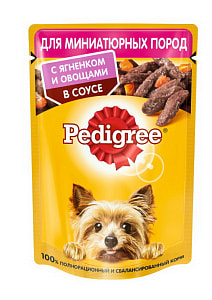 Корм конс. полн PEDIGREE® для взрослых собак миниатюрных пород с ягнёнком и овощами в соусе 85гр