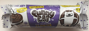 Печенье сахарное   Funny Cat с какао и начинкой с ароматом ванили вес  158 г Россия